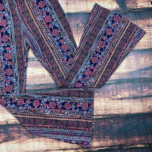 RELISTED Patterned Bell Bottom Stretchy Pants - Picture 3 of 9